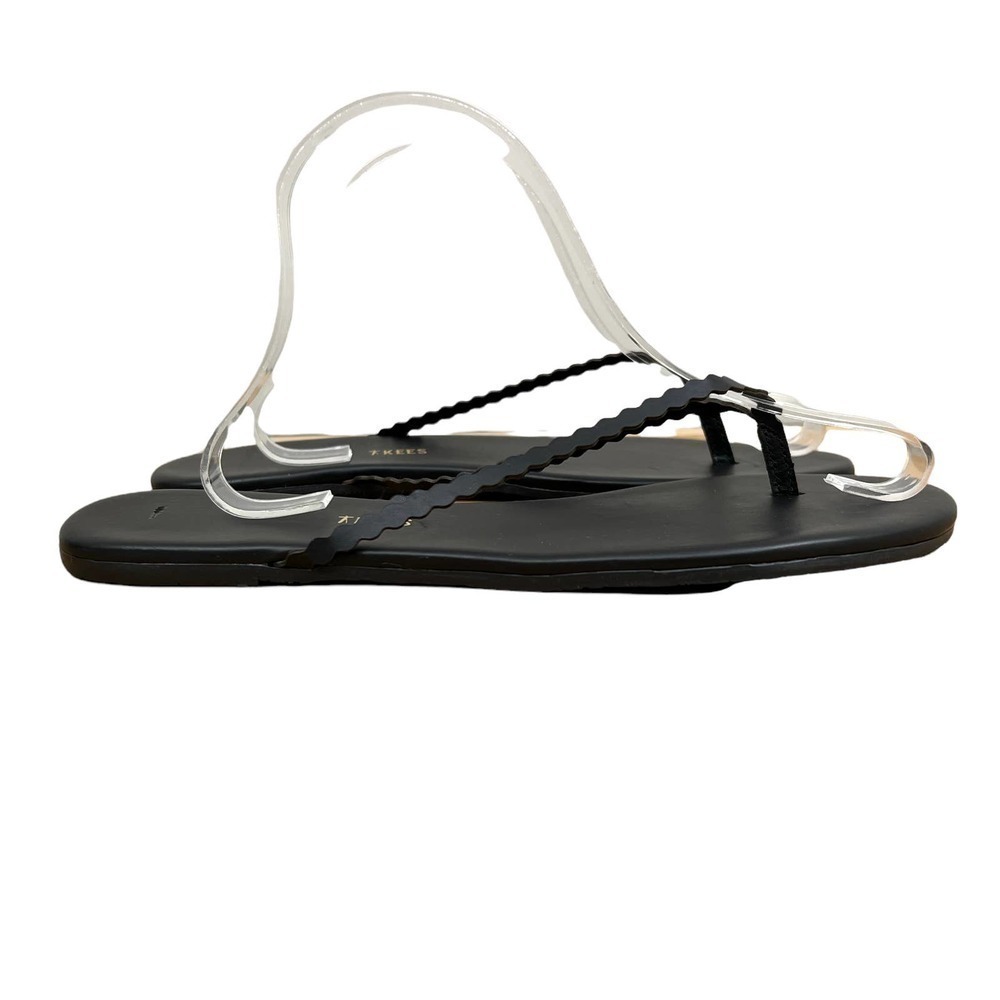 Tkees Sandal‎ Flip Flops Studio Scalloped Leather Trim Cushioned Black Women 11